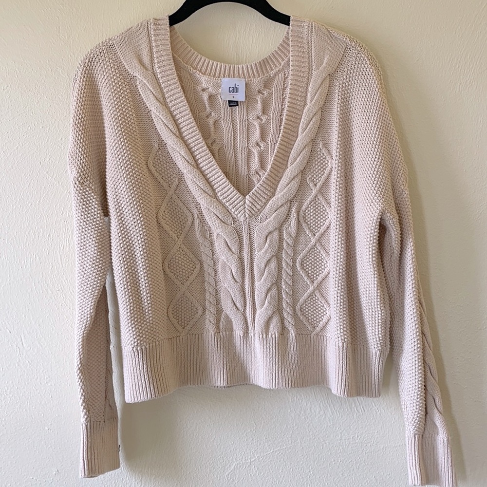Creme CAbi v-neck sweater